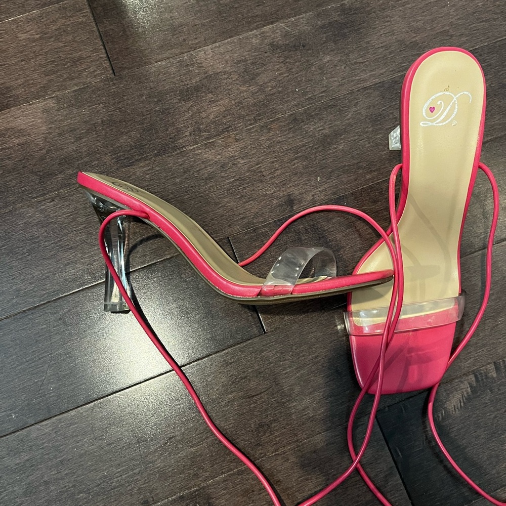 Pink Lace up heels
